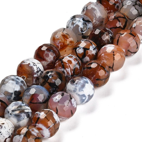 

PandaHall Natural Fire Crackle Agate Beads Strands, Dyed & Heated, Round, Faceted, Chocolate, 13.5~14mm, Hole: 1.4mm, about 28~29pcs/strand..., Brown