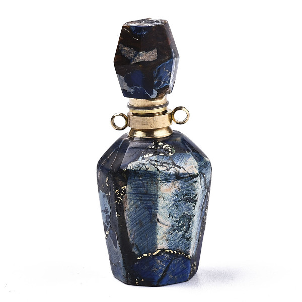 

PandaHall Assembled Synthetic Pyrite and Imperial Jasper Openable Perfume Bottle Pendants, with Brass Findings, Dyed, Dark Blue, capacity...