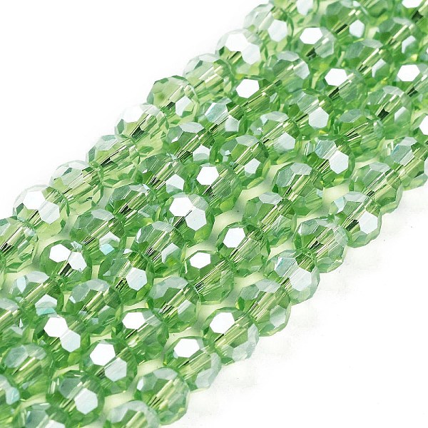 

PandaHall Electroplate Transparent Glass Beads Strands, Faceted(32 Facets), Round, Pearl Luster Plated, Lime Green, 6mm, Hole: 1mm, about...