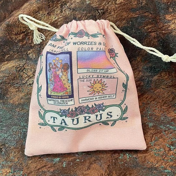 

PandaHall Tarot Card Storage Bag, Canvas Cloth Tarot Drawstring Bags, Rectangle with Constellation Pattern, Taurus, 18x13cm Cloth Taurus