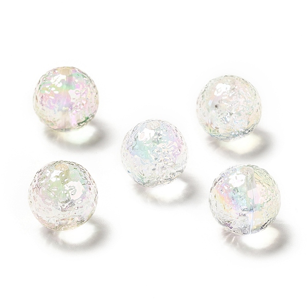 

PandaHall Textured UV Plating Rainbow Iridescent Acrylic Beads, Round, Clear, 15.5mm, Hole: 2.6mm Acrylic Round Clear