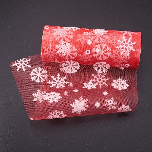 

PandaHall Snowflake Deco Mesh Ribbons, Tulle Fabric, Tulle Roll Spool Fabric For Skirt Making, Red, 6 inch(15cm), about 10yards/roll...