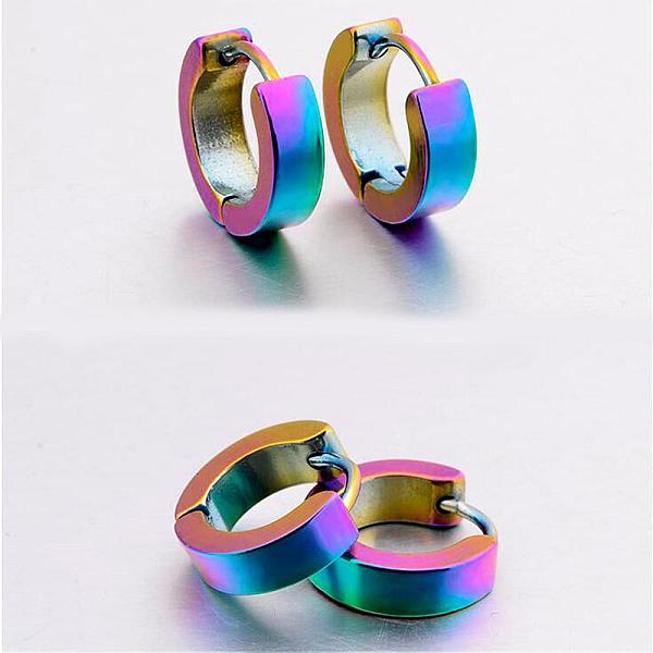 

PandaHall Brass Huggie Hoop Earrings, Rainbow Color, 4x8.5x2.3mm Brass