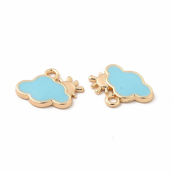 

PandaHall Alloy Enamel Charms, Cloud with Sun Charm, Golden, Light Sky Blue, 11x14x1.5mm, Hole: 1.6mm Alloy+Enamel Cloud