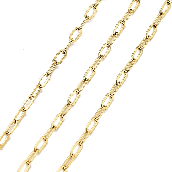 

PandaHall Vacuum Plating 304 Stainless Steel Cable Chains, Unwelded, with Spool, Golden, 2.4x1.4x0.3mm, about 32.81 Feet(10m)/Roll 304...