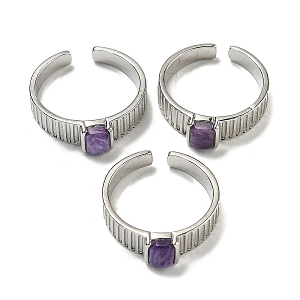 

PandaHall Natural Long Spar Stone Adjustable Rings, with Platinum Brass Findings, Long-Lasting Plated, Jewely for Women, Rectangle...