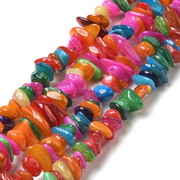 

PandaHall Natural Shell Beads Strands, Dyed, Nuggets Chips, Colorful, 5~13.5x5~8x1.5~6.5mm, Hole: 1mm, about 282pcs/strand, 31.30 inch...