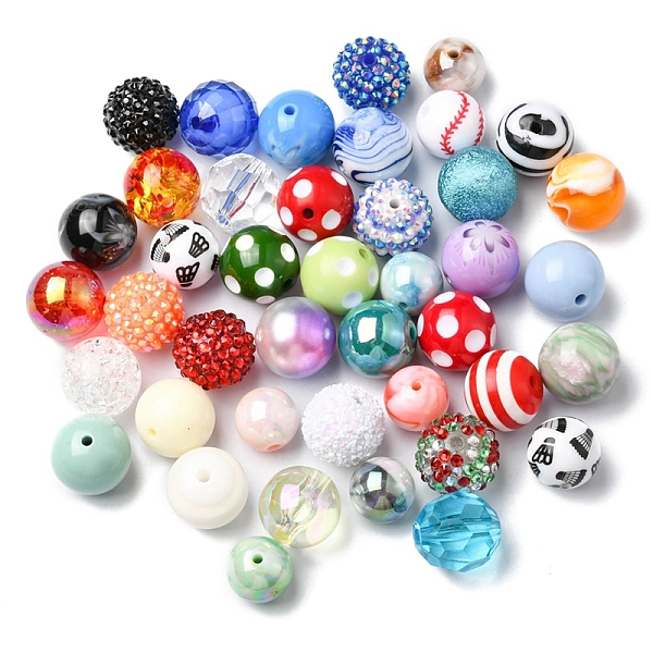 

PandaHall Acylic & Resin Beads, Round, Mixed Color, 16~20x15.5~19.5mm, Hole: 2~3.5mm Acrylic Round Multicolor