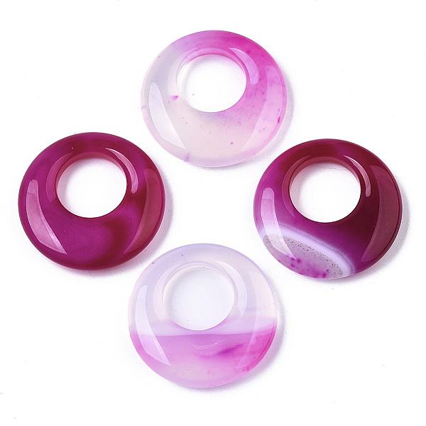 

PandaHall Natural White Chalcedony Pendants, Dyed, Round Ring, Camellia, 30x5~7mm, Hole: 14mm Chalcedony Ring Pink