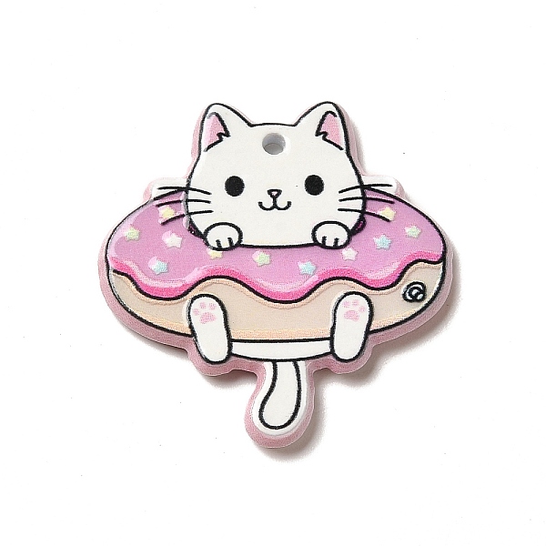 

PandaHall Printed Acrylic Pendants, Cat Charm, Swimming Ring Pattern, 32x31x2.5mm, Hole: 1.8mm Acrylic Sports