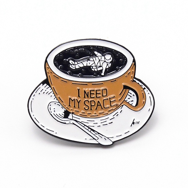 

PandaHall I Need My Space Enamel Pin, Coffee with Astronaut Cartoon Zinc Alloy Enamel Brooch for Jacket Backpack, Electrophoresis Black..., Brown