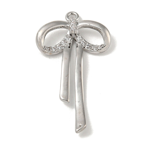 

PandaHall Brass Micro Pave Cubic Zirconia Pendant s, Long-Lasting Plated Bowknot, Platinum, 27x15.5x3.4mm, Hole: 1.4mm Alloy+Cubic Zirconia..., Silver