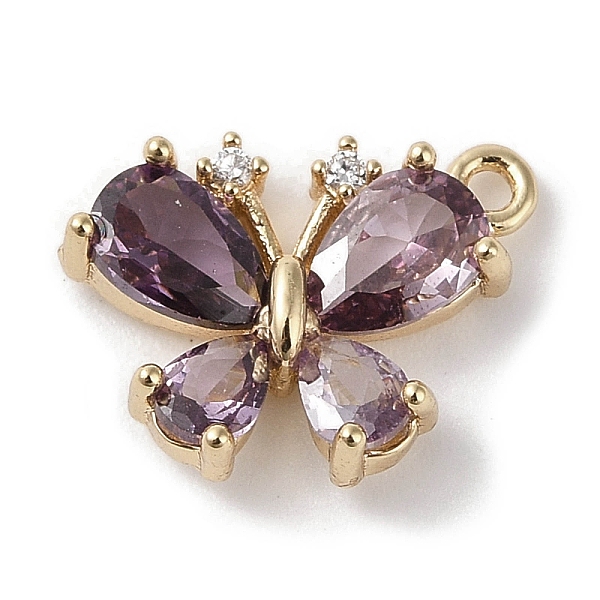 

PandaHall Brass Micro Pave Cubic Zirconia Charms, Real 18K Gold Plated, Butterfly, Purple, 13x11x3.5mm, Hole: 1.2mm Brass+Cubic Zirconia...