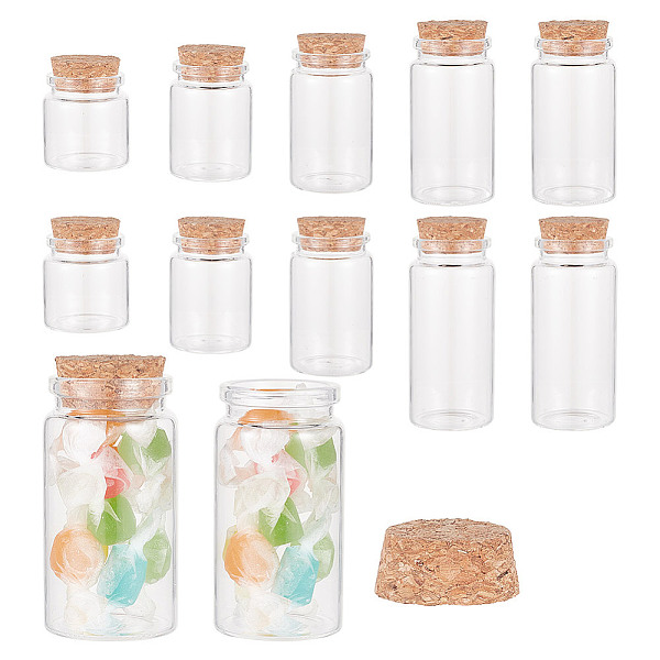 

PandaHall GOMAKERER 10Pcs 5 Styles Empty Glass Bottle, with Cork Stopper, Wishing Bottles, Column, Clear, 4.35~8.5cm, 2pcs/style Glass...