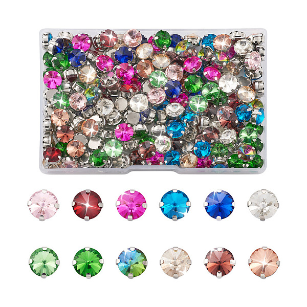 

PandaHall Cheriswelry 180Pcs 12 Colors Sew on Rhinestone, Faceted Glass Rhinestone, Multi-Strand Links, with Platinum Tone Alloy Settings..., Multicolor
