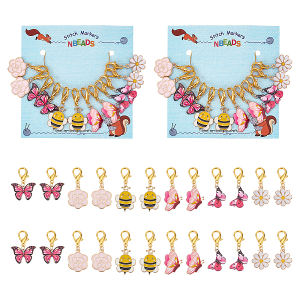 

PandaHall Alloy Enamel Bee & Flower & Butterfly Charm Locking Stitch Markers, Zinc Alloy Lobster Claw Clasps Locking Stitch Marker, Mixed..., Multicolor