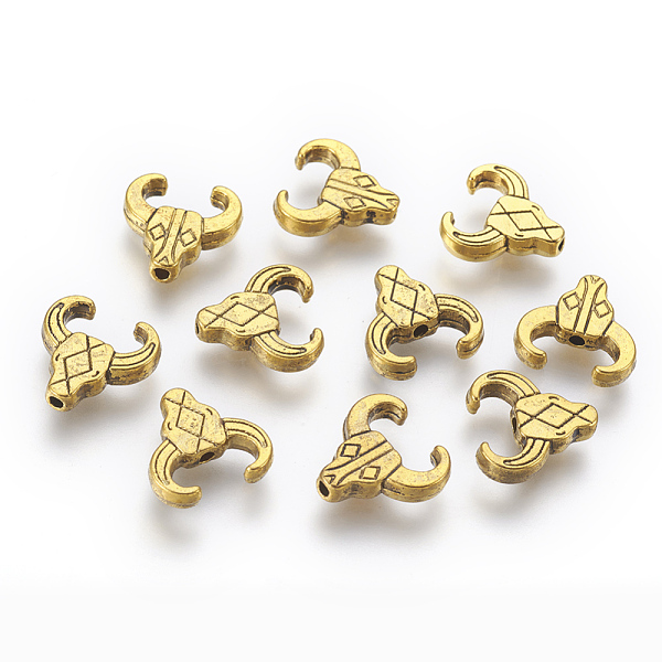 

PandaHall Tibetan Style Alloy Beads, Cattle, Antique Golden, Lead Free & Cadmium Free & Nickel Free, 14x14x3mm, Hole: 2mm Alloy Cattle