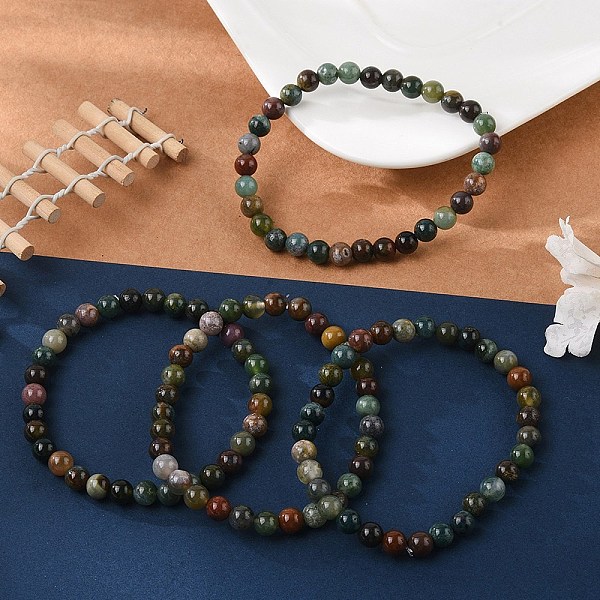Bracelets extensibles en agate naturelle indienne