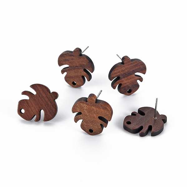

PandaHall Walnut Wood Stud Earring Findings, with 304 Stainless Steel Pin, Leaf, Coconut Brown, 19.5x17.5mm, Hole: 1.6mm, Pin: 0.6mm Wood...