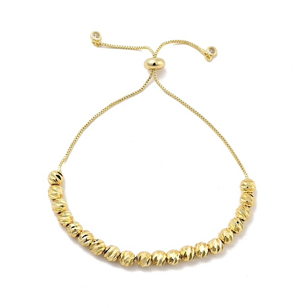 

PandaHall Rack Plating Brass Round Beaded Slider Bracelet with Clear Cubic Zirconia for Women, Lead Free & Cadmium Free, Real 18K Gold...