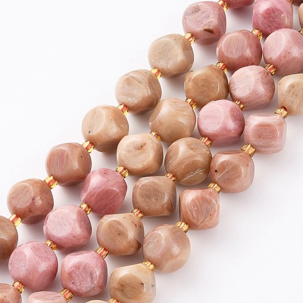 

PandaHall Natural Rhodochrosite Beads Strands, with Seed Beads, Six Sided Celestial Dice, Faceted, 8~8.5x8~8.5mm, Hole: 1mm, about...