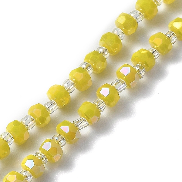 

PandaHall Electroplate Glass Beads Strands, Faceted Rondelle, Full Rainbow Plated, Yellow, 4.5x3mm, Hole: 0.8mm, 24.41~26.37 inch(62~67cm)...