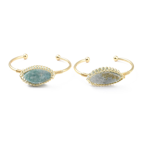 

PandaHall Natural Amazonite Horse Eye Wrapped Cuff Bangle, Brass Torque Bangle for Women, Golden, Cadmium Free & Lead Free, Inner Diameter...
