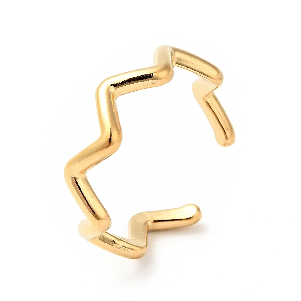 

PandaHall Ion Plating(IP) 304 Stainless Steel Wave Open Cuff Ring for Women, Golden, US Size 7 3/4(17.9mm) 304 Stainless Steel