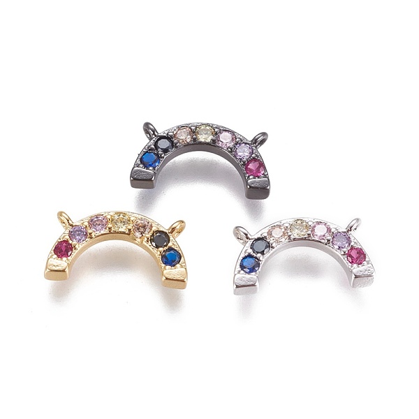 

PandaHall Brass Micro Pave Cubic Zirconia Charms, Rainbow, Colorful, Mixed Color, 7x14x2mm, Hole: 1mm Brass+Cubic Zirconia Rainbow
