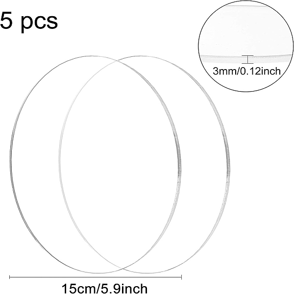 Benecreat 5pcs6インチ透明アクリルシートラウンドサークルディスアクリルシート装飾用