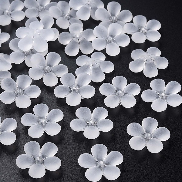 

PandaHall Transparent Acrylic Beads, Frosted, Flower, White, 22x23x6.5mm, Hole: 1.6mm, about 378pcs/500g Acrylic Flower White