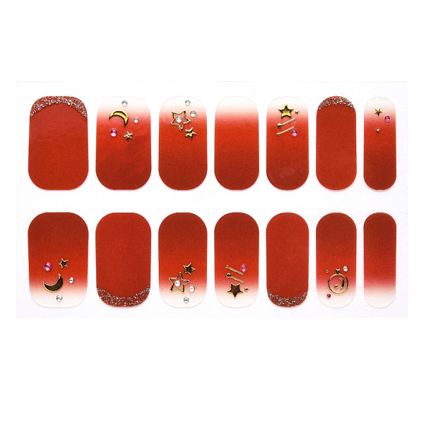 

PandaHall Full Wrap Gradient Nail Polish Stickers, Flower Snowflake Leopard Print Self-Adhesive Gel Nail Art Decals, for Women Girls Nail..., Red