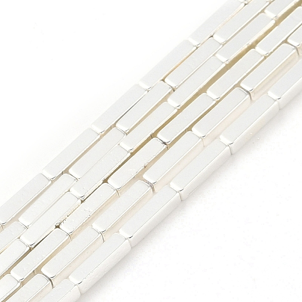 

PandaHall Electroplated Synthetic Non-Magnetic Hematite Beads Strands, Cuboid, Silver Plated, 8x2x2mm, Hole: 1mm, about 51pcs/strand...