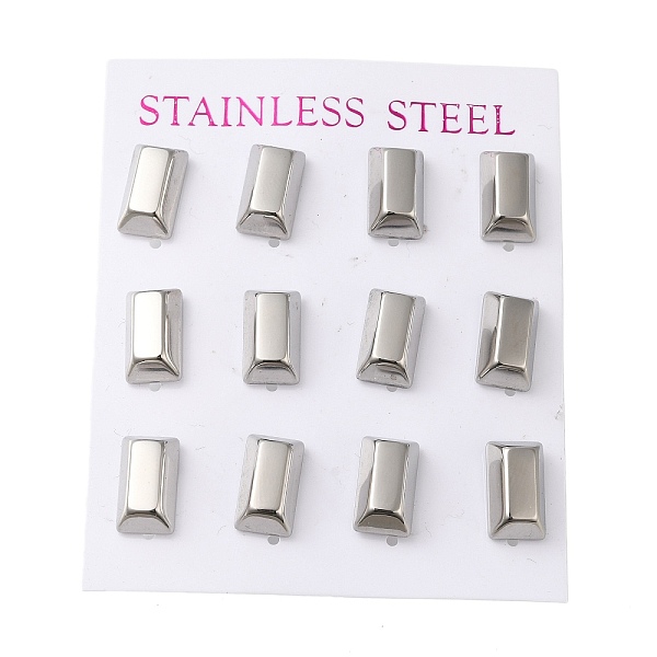 

PandaHall 304 Stainless Steel Stud Earring, Rectangle, Stainless Steel Color, 12.5x7mm, 12pcs/set. 304 Stainless Steel Rectangle
