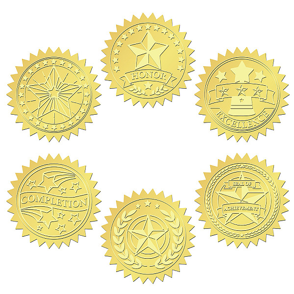 

PandaHall CRASPIRE 144Pcs Silver Foil Embossed Stickers 2 Inch Star Self Adhesive Certificate Sealing Stickers Medal Decoration Sticker for...