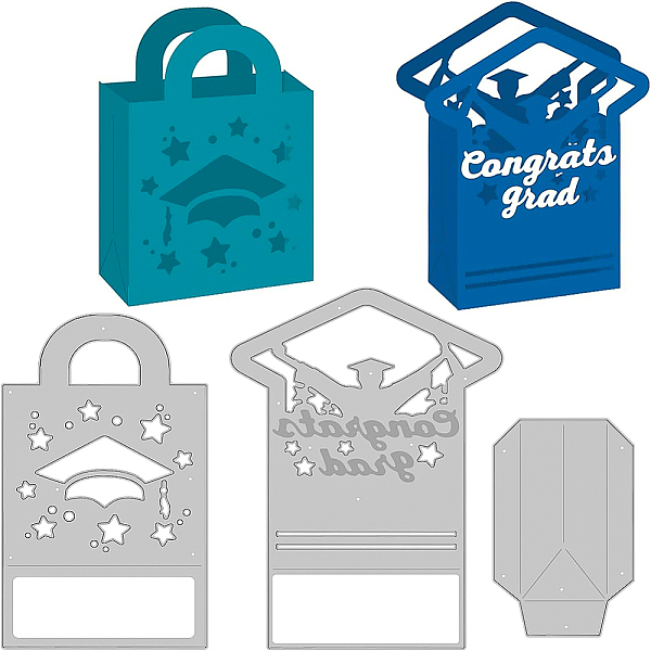 

PandaHall BENECREAT 3Pcs 3D Graduation Bag/Box Metal Cutting Dies Stencils, 2 Styles Bag Pattern Carbon Steel Cutting Dies Stencils, for DIY...