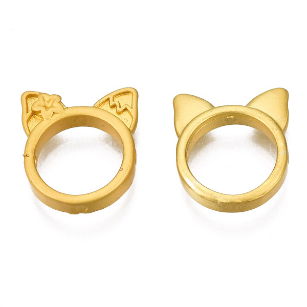 

PandaHall Alloy Bead Frames, Circle Frames, Matte Style, Cat, Matte Gold Color, 13.5x11.5x2.5mm, Hole: 0.9mm Alloy Cat Shape