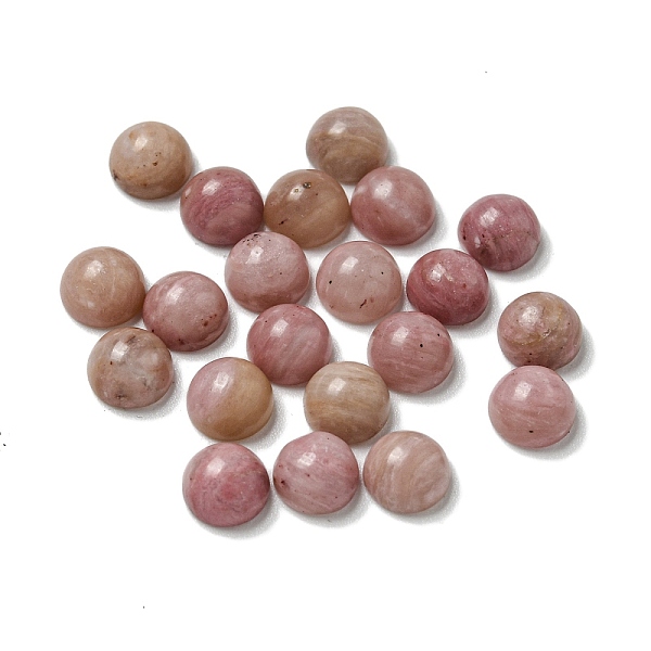 

PandaHall Natural Rhodonite Cabochons, Half Round, 5x2.5mm Rhodonite Half Round