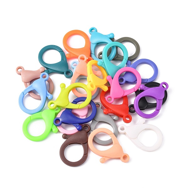 

PandaHall Plastic Lobster Claw Clasps, Mixed Color, 35x24.5x6mm, Hole: 3mm Plastic Others Multicolor