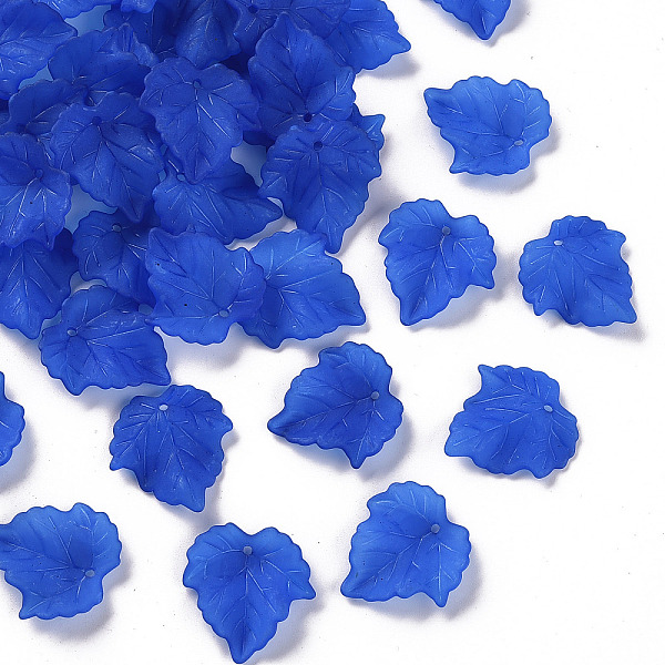

PandaHall Autumn Theme Transparent Frosted Acrylic Pendants, Maple Leaf, Blue, 24x22.5x3mm, Hole: 1mm, about 962pcs/500g Acrylic Leaf Blue