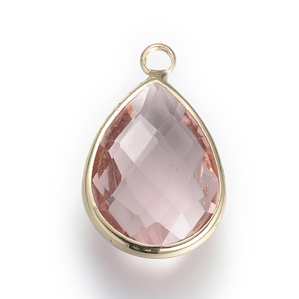 

PandaHall Glass Pendants, with Brass Findings, Faceted, teardrop, Light Gold, Plum, 14x7.5x4mm, Hole: 1.8~2.3mm Brass+Glass Teardrop Purple