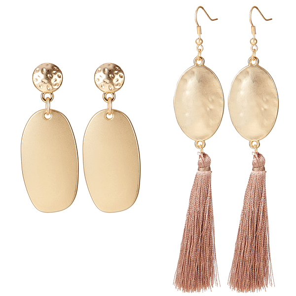 PandaHall SUNNYCLUE® Alloy Stud Earrings and Dangle Earrings, with Ear Nuts & Tassel, Oval, Real Gold Plated, Stud Earring: 50~51mm; Pin... PandaHall SUNNYCLUE® Alloy Stud Earrings and Dangle Earrings, with Ear Nuts & Tassel, Oval, Real Gold Plated, Stud Earring: 50~51mm; Pin...
