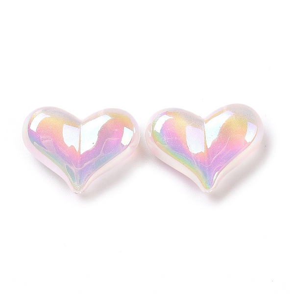 

PandaHall UV Plating Rainbow Iridescent Acrylic Beads, with Glitter Powder, Heart, Pearl Pink, 16.5x22.5x9mm, Hole: 1.6mm Acrylic Heart