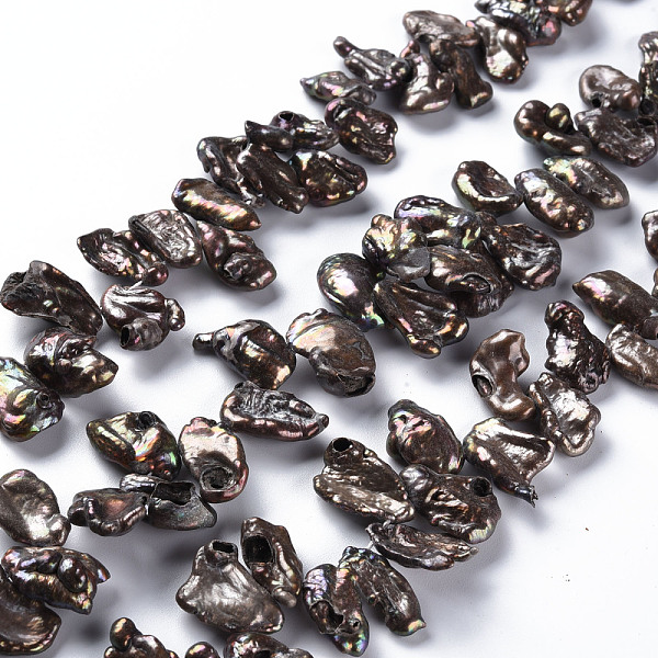 

PandaHall Natural Keshi Pearl Beads Strands, Cultured Freshwater Pearl, Dyed, Nuggets, Coconut Brown, 9~20x6~15x3~9mm, Hole: 0.5mm, about...