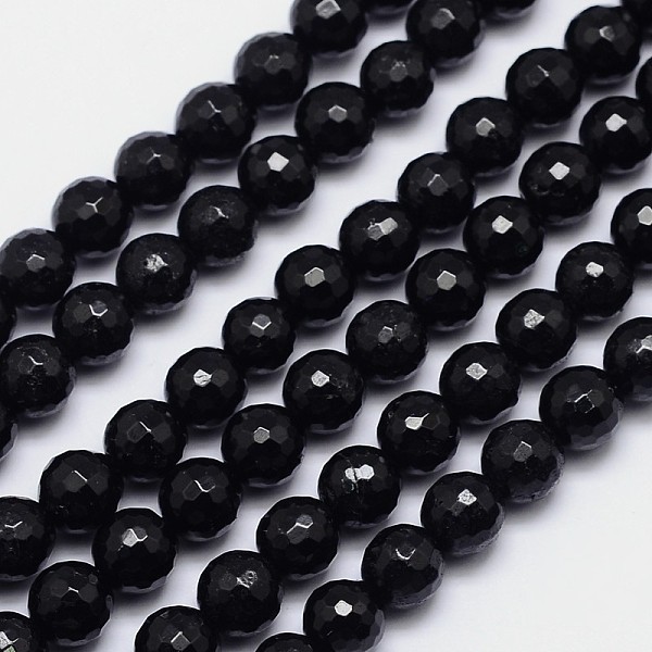 

PandaHall Faceted Round Natural Black Tourmaline Bead Strands, Grade AB+, 8mm, Hole: 1mm, about 52pcs/strand, 15.5 inch Tourmaline Round