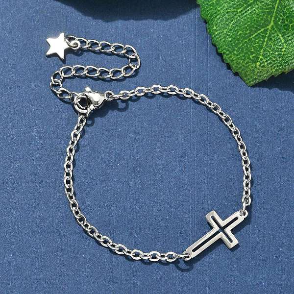 304 Stainless Steel Cross Link Bracelets