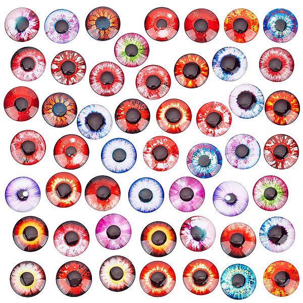 

PandaHall PH 25mm Animal Glass Eye Cabochons 50pcs Dragon Eye Tiles Scary Red Eyes Human Pupil Eyes Half Round Gems Glass Cabochons for..., Multicolor