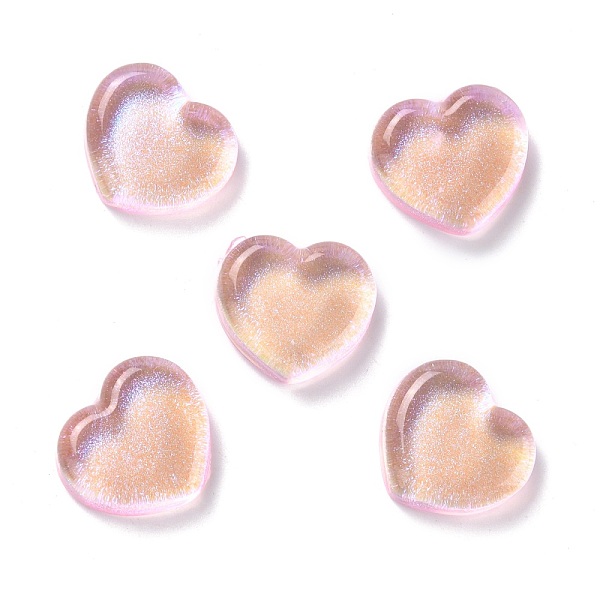 

PandaHall Transparent Resin Cabochons, with Glitter, Heart, PeachPuff, 18x19.5x6.5mm Resin Heart Brown