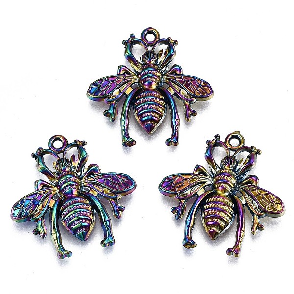 

PandaHall Alloy Pendants, Cadmium Free & Lead Free, Bees, Rainbow Color, 27x27.5x3.5mm, Hole: 1.8mm Alloy Bees