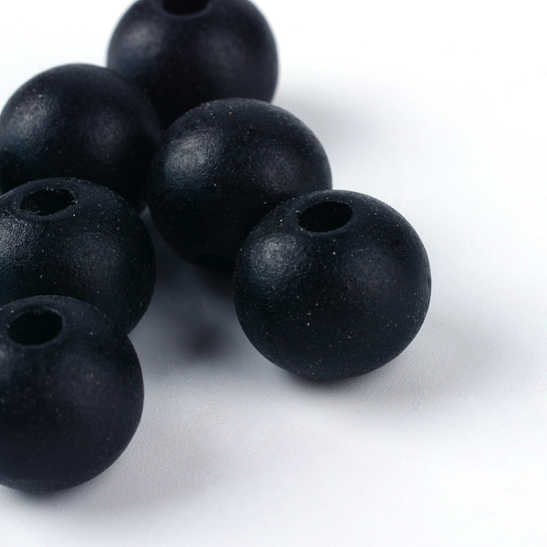 

PandaHall Natural Wood Beads, Lead Free, Round, Dyed, Matte Style, Black, 12x10.5~11mm, Hole: 3~3.5mm Schima Wood Round Black